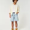 Above-the-Knee Distressed Loose Denim Shorts,Above-the-Knee Distressed Loose Denim Shorts