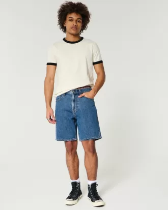 Above-the-Knee Loose Denim Shorts,Above-the-Knee Loose Denim Shorts