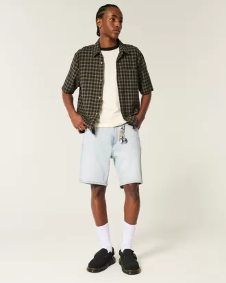 Above-the-Knee Loose Denim Shorts,Above-the-Knee Loose Denim Shorts