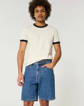 Above-the-Knee Loose Denim Shorts,Above-the-Knee Loose Denim Shorts