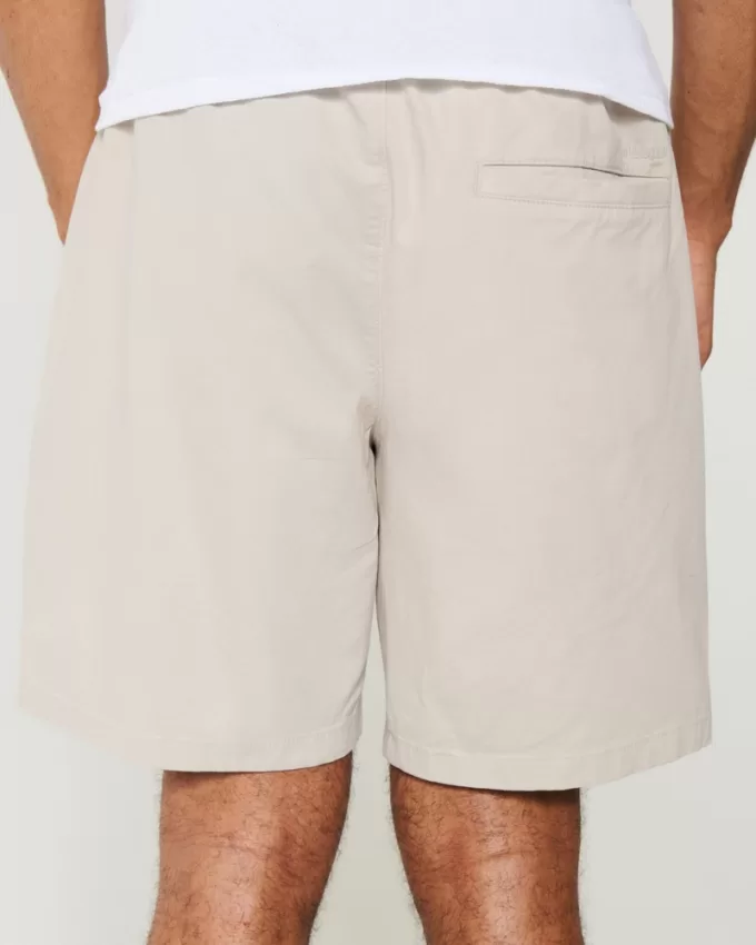 Above-the-Knee Twill Pull-On Shorts,Above-the-Knee Twill Pull-On Shorts