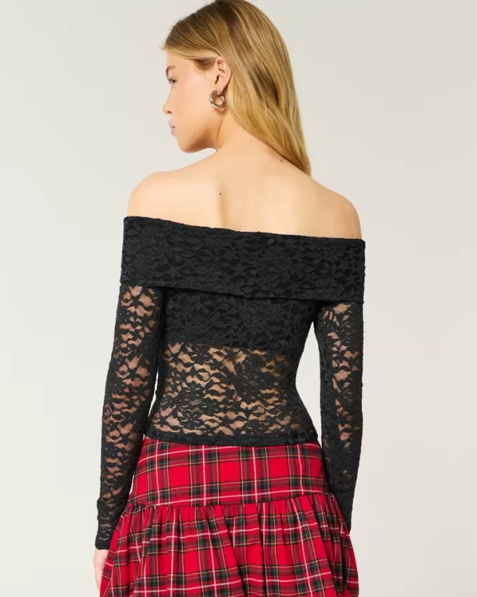 All-Over Lace Off-the-Shoulder Top,All-Over Lace Off-the-Shoulder Top