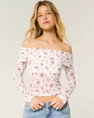 All-Over Lace Off-the-Shoulder Top,All-Over Lace Off-the-Shoulder Top