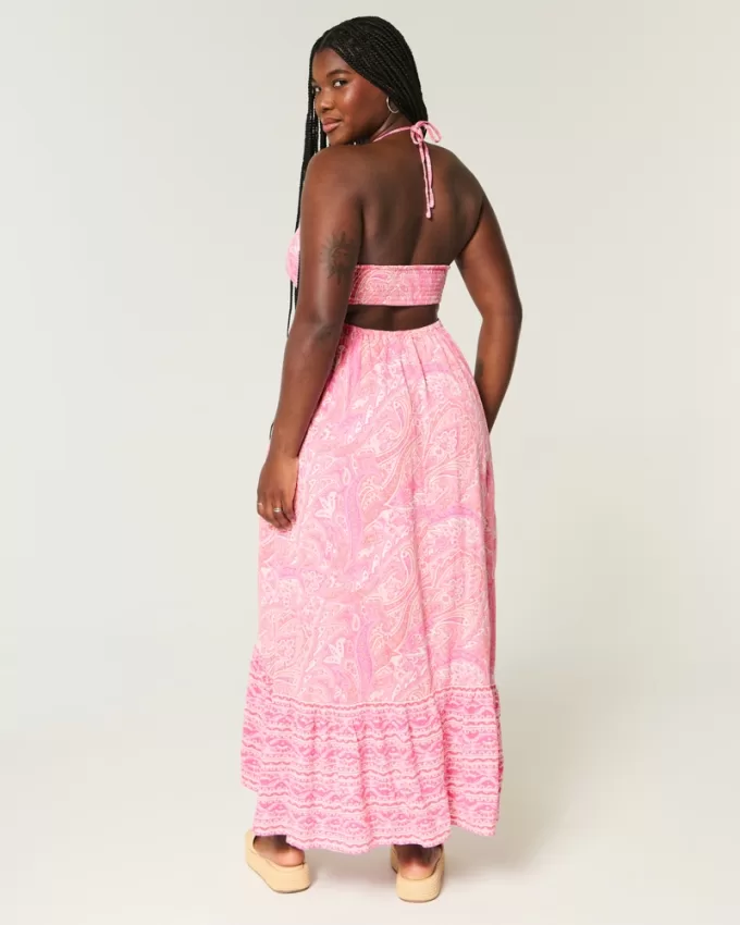 Asymmetrical Hem Halter Maxi Dress,Asymmetrical Hem Halter Maxi Dress