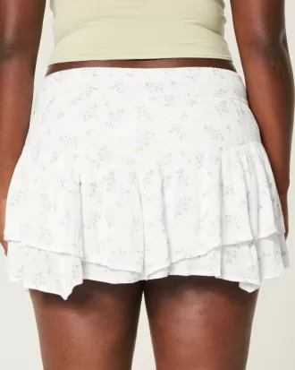 Asymmetrical Hem Tiered Mini Skort,Asymmetrical Hem Tiered Mini Skort