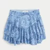 Asymmetrical Hem Tiered Mini Skort,Asymmetrical Hem Tiered Mini Skort