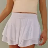 Asymmetrical Hem Tiered Mini Skort,Asymmetrical Hem Tiered Mini Skort