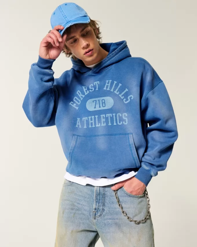 Baggy Cinch Washed Forest Hills Graphic Hoodie,Baggy Cinch Washed Forest Hills Graphic Hoodie