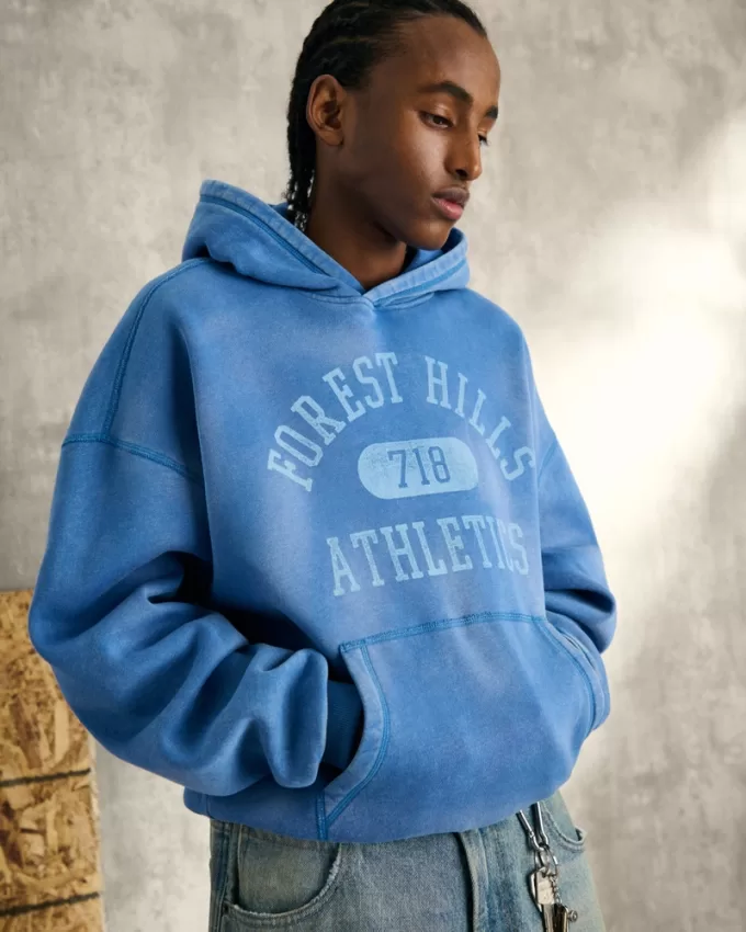 Baggy Cinch Washed Forest Hills Graphic Hoodie,Baggy Cinch Washed Forest Hills Graphic Hoodie
