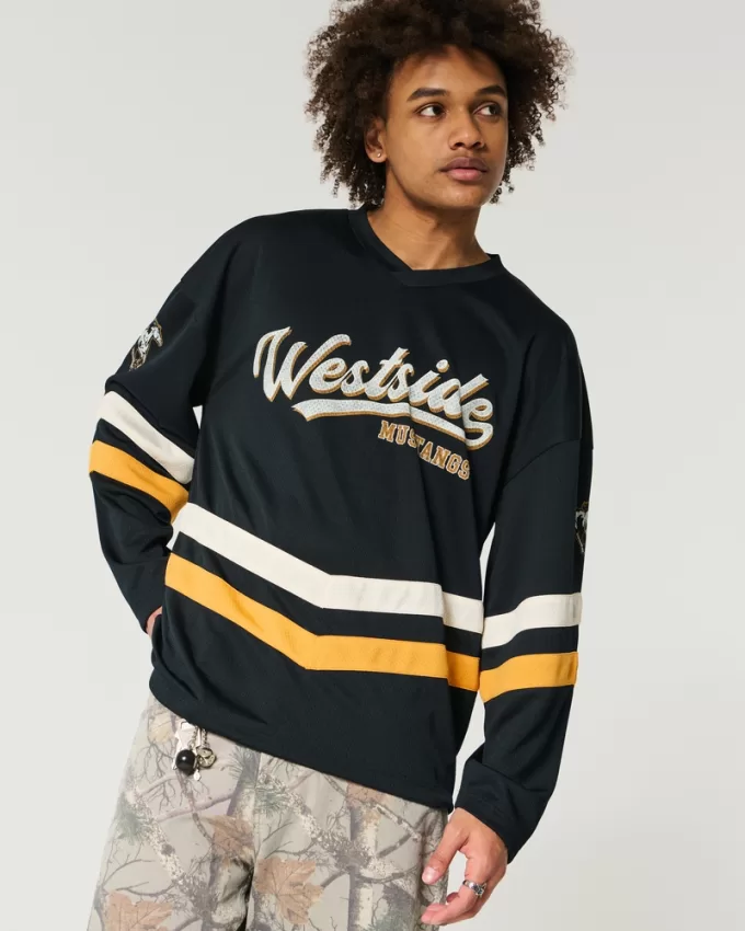 Baggy Westside Mustangs Graphic Hockey Jersey,Baggy Westside Mustangs Graphic Hockey Jersey
