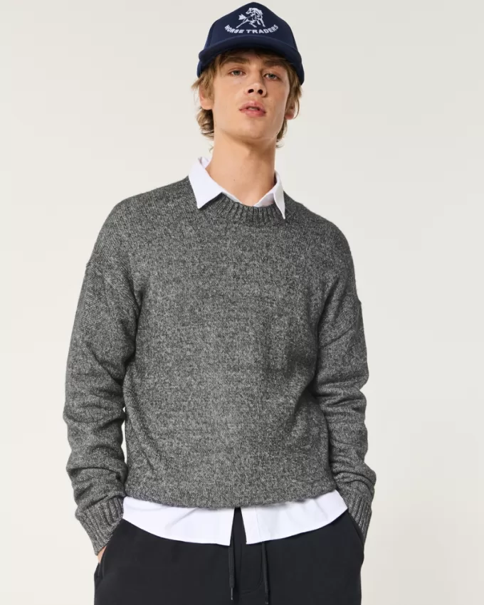 Boxy Airspun Knit Crew Sweater,Boxy Airspun Knit Crew Sweater