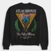 Boxy Atlas Bronze Gym Graphic Crew Sweatshirt,Boxy Atlas Bronze Gym Graphic Crew Sweatshirt