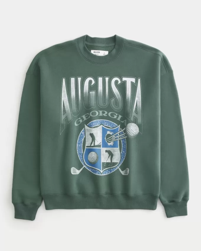 Boxy Augusta Golf Graphic Crew Sweatshirt,Boxy Augusta Golf Graphic Crew Sweatshirt