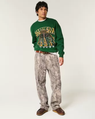 Boxy Baylor University Bears Graphic Crew Sweatshirt,Boxy Baylor University Bears Graphic Crew Sweatshirt