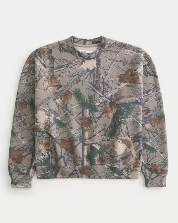 Boxy Camo Logo Crew Sweatshirt,Boxy Camo Logo Crew Sweatshirt