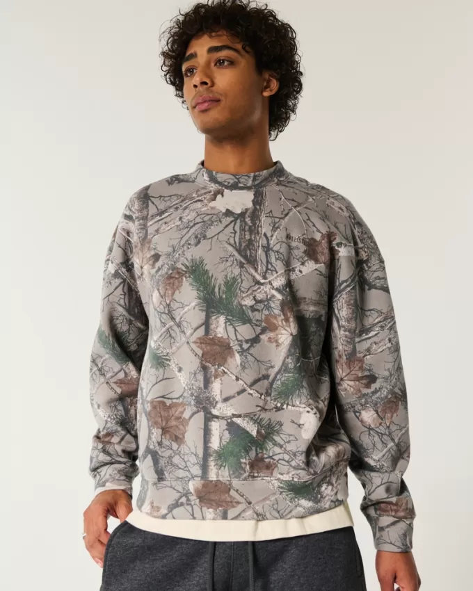 Boxy Camo Logo Crew Sweatshirt,Boxy Camo Logo Crew Sweatshirt