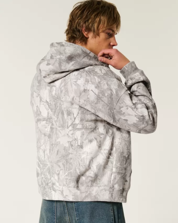 Boxy Camo Zip-Up Hoodie,Boxy Camo Zip-Up Hoodie
