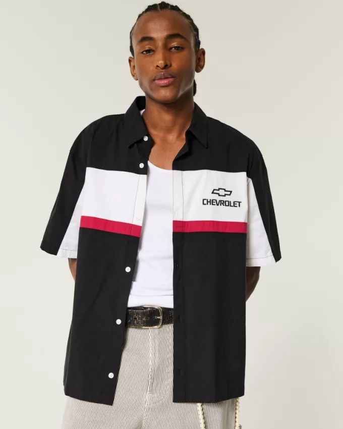 Boxy Chevrolet Graphic Workwear Shirt,Boxy Chevrolet Graphic Workwear Shirt