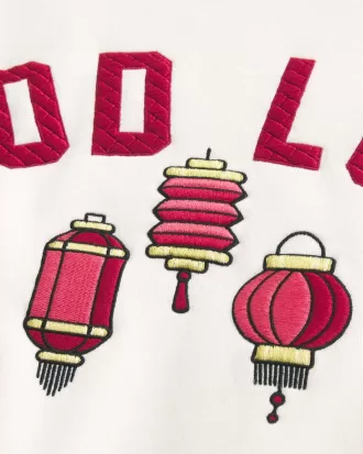 Boxy Crop Lunar New Year Graphic Crew Sweatshirt,Boxy Crop Lunar New Year Graphic Crew Sweatshirt