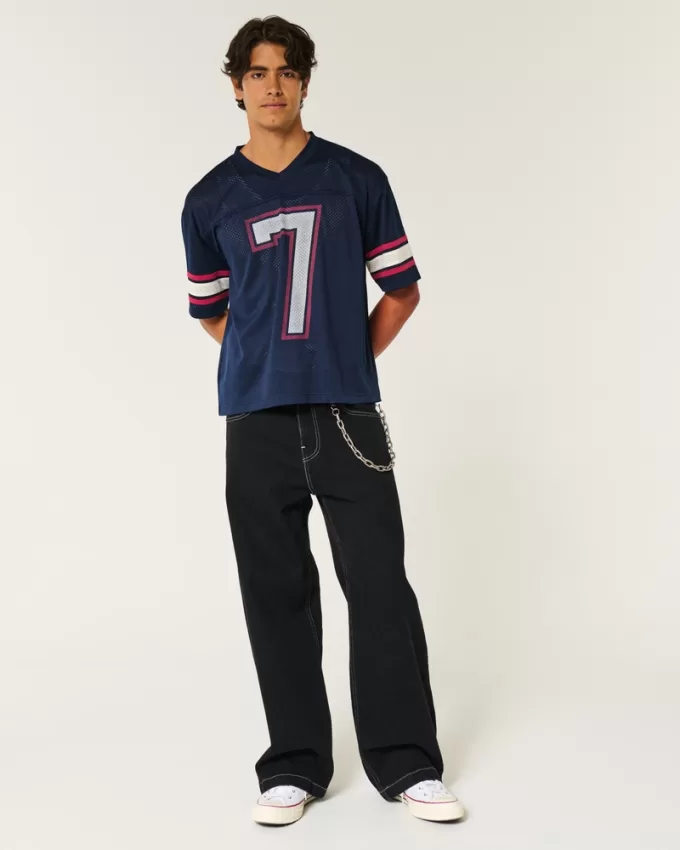 Boxy Crop Mesh Graphic Football Jersey,Boxy Crop Mesh Graphic Football Jersey