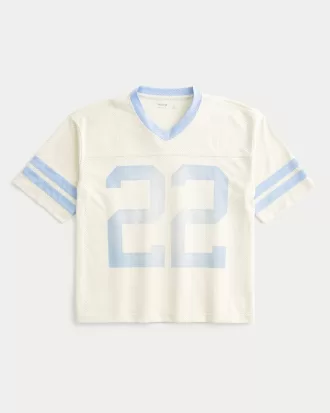 Boxy Crop Mesh Graphic Football Jersey,Boxy Crop Mesh Graphic Football Jersey