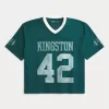 Boxy Crop Mesh Kingston Graphic Football Jersey,Boxy Crop Mesh Kingston Graphic Football Jersey