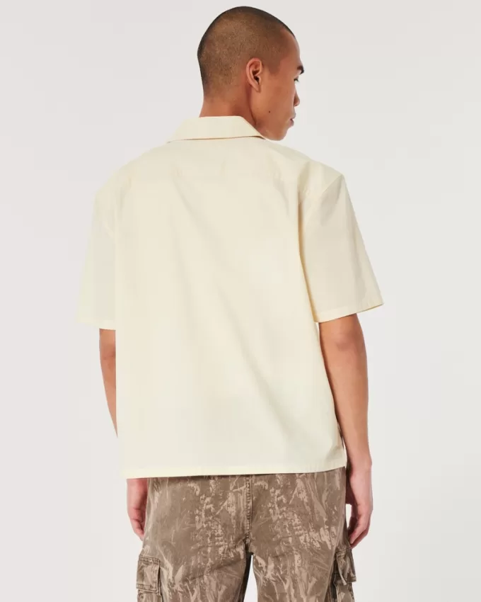 Boxy Cropped Short-Sleeve Poplin Shirt,Boxy Cropped Short-Sleeve Poplin Shirt