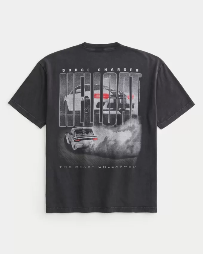 Boxy Dodge Charger Hellcat Graphic Tee,Boxy Dodge Charger Hellcat Graphic Tee