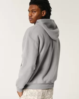 Boxy Faux Shearling-Lined Zip-Up Hoodie,Boxy Faux Shearling-Lined Zip-Up Hoodie