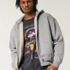 Boxy Faux Shearling-Lined Zip-Up Hoodie,Boxy Faux Shearling-Lined Zip-Up Hoodie