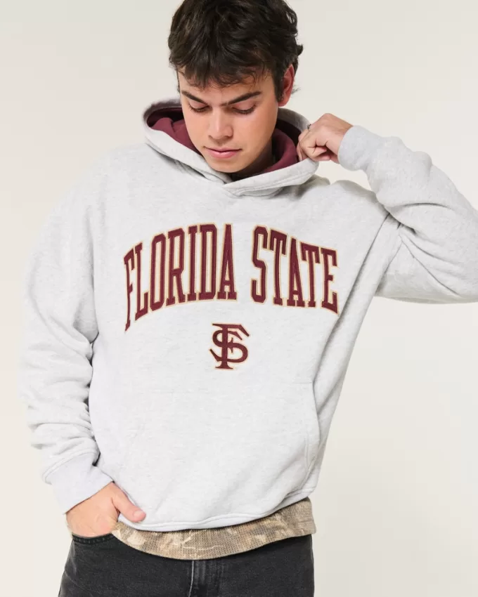 Boxy Florida State University Graphic Hoodie,Boxy Florida State University Graphic Hoodie
