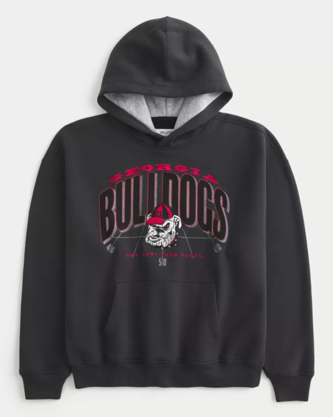 Boxy Georgia Bulldogs Graphic Hoodie,Boxy Georgia Bulldogs Graphic Hoodie