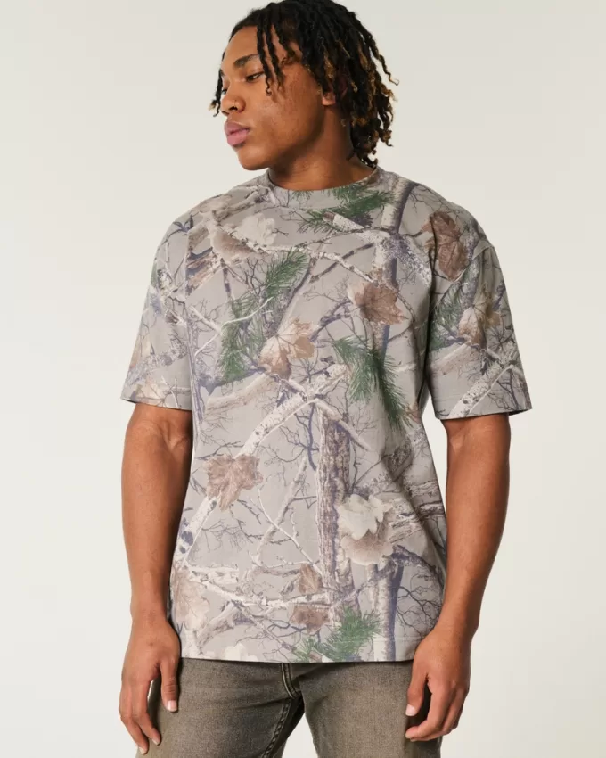 Boxy Heavyweight Camo Crew T-Shirt,Boxy Heavyweight Camo Crew T-Shirt