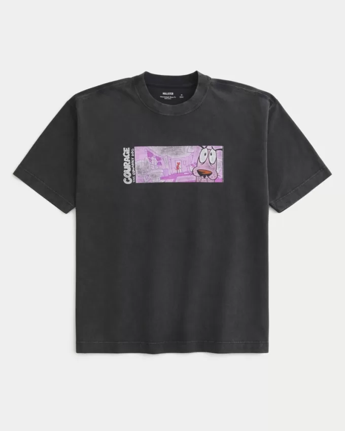 Boxy Heavyweight Courage the Friendly Dog Graphic Tee,Boxy Heavyweight Courage the Friendly Dog Graphic Tee