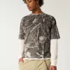 Boxy Heavyweight Crop Camo Crew T-Shirt,Boxy Heavyweight Crop Camo Crew T-Shirt