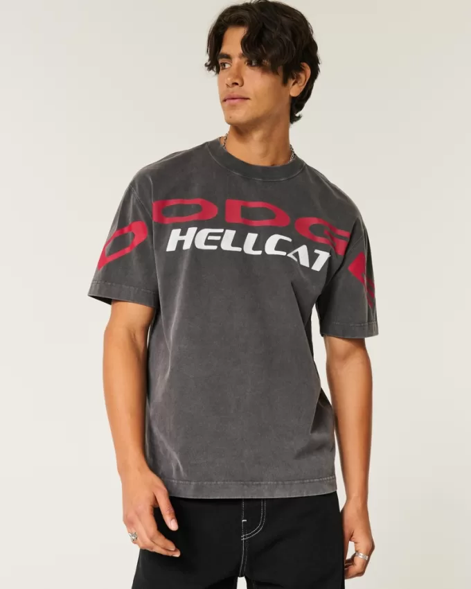 Boxy Heavyweight Dodge Hellcat SRT Graphic Tee,Boxy Heavyweight Dodge Hellcat SRT Graphic Tee