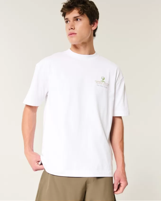 Boxy Heavyweight Fairway island Golf Club Graphic Tee,Boxy Heavyweight Fairway island Golf Club Graphic Tee