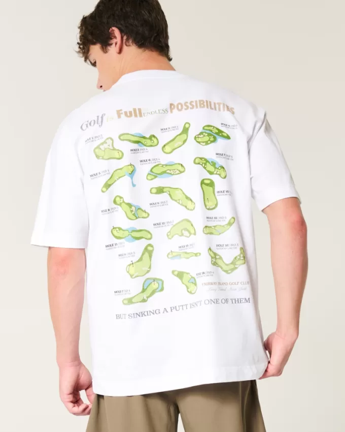 Boxy Heavyweight Fairway island Golf Club Graphic Tee,Boxy Heavyweight Fairway island Golf Club Graphic Tee