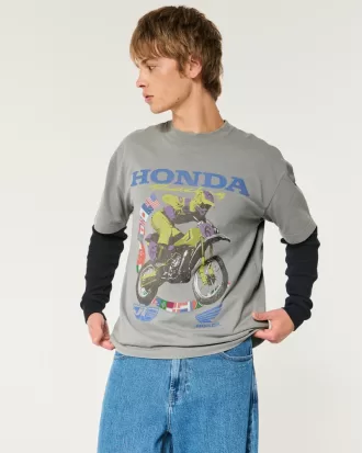 Boxy Heavyweight Honda Racing Graphic Tee,Boxy Heavyweight Honda Racing Graphic Tee