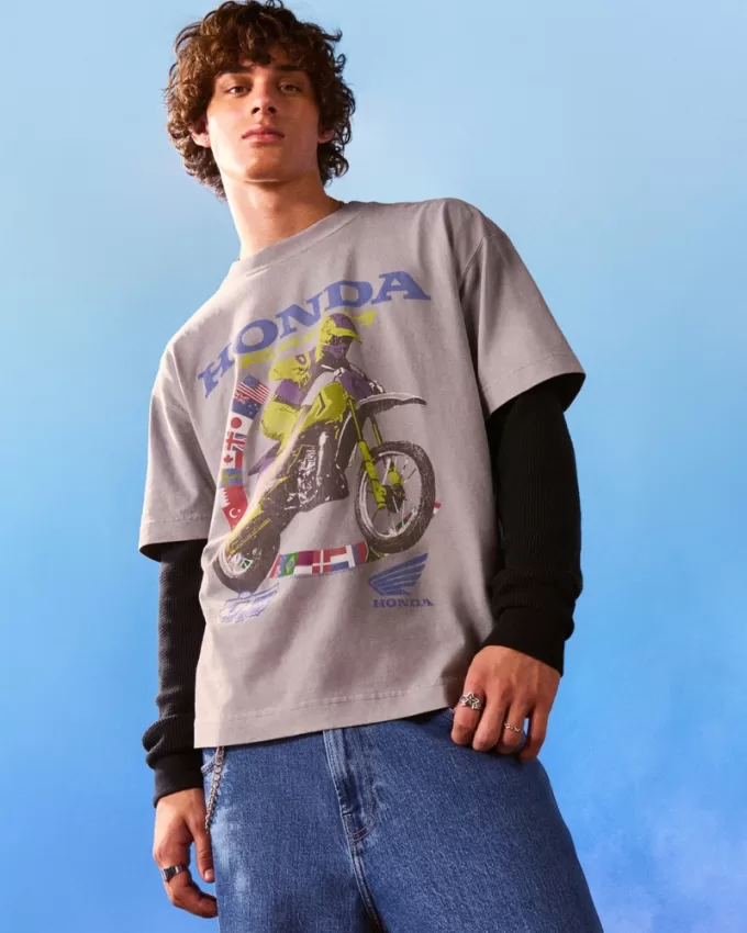 Boxy Heavyweight Honda Racing Graphic Tee,Boxy Heavyweight Honda Racing Graphic Tee