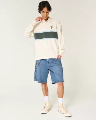 Boxy Heavyweight Tasmanian Devil Graphic Rugby Polo,Boxy Heavyweight Tasmanian Devil Graphic Rugby Polo