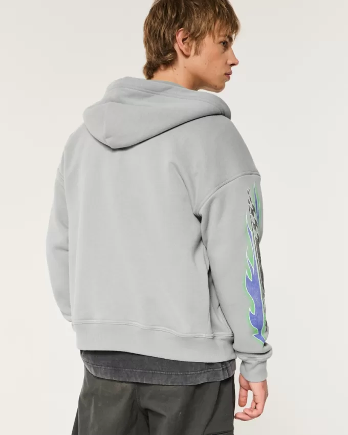 Boxy Honda Racing Graphic Zip-Up Hoodie,Boxy Honda Racing Graphic Zip-Up Hoodie