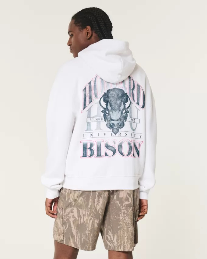 Boxy Howard University Bison Graphic Hoodie,Boxy Howard University Bison Graphic Hoodie