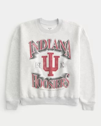 Boxy Indiana University Hoosiers Graphic Crew Sweatshirt,Boxy Indiana University Hoosiers Graphic Crew Sweatshirt