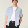 Boxy Linen-Blend Short-Sleeve Shirt,Boxy Linen-Blend Short-Sleeve Shirt