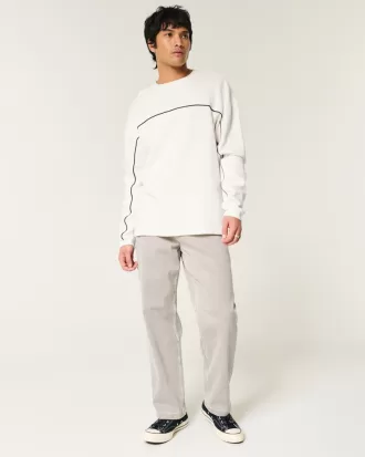 Boxy Long-Sleeve Striped Crew T-Shirt,Boxy Long-Sleeve Striped Crew T-Shirt