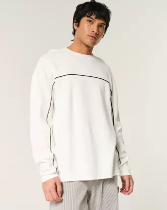 Boxy Long-Sleeve Striped Crew T-Shirt,Boxy Long-Sleeve Striped Crew T-Shirt