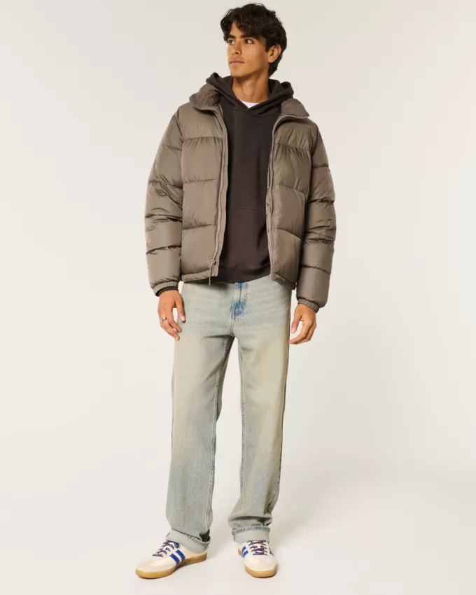 Boxy Mock-Neck Puffer Jacket,Boxy Mock-Neck Puffer Jacket
