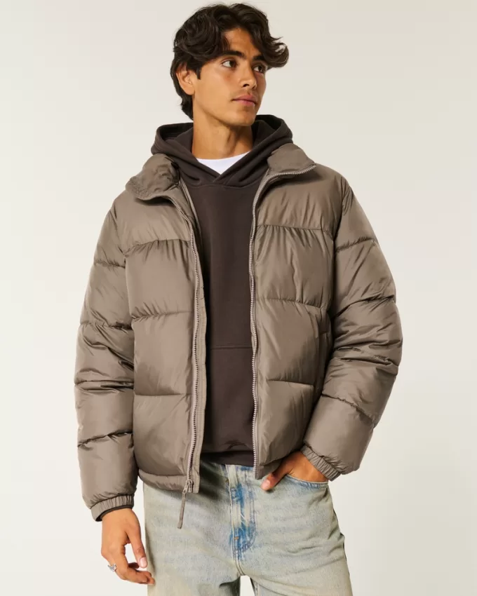 Boxy Mock-Neck Puffer Jacket,Boxy Mock-Neck Puffer Jacket