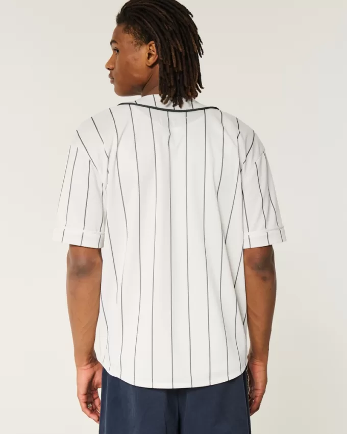 Boxy Montauk Graphic Baseball Jersey,Boxy Montauk Graphic Baseball Jersey